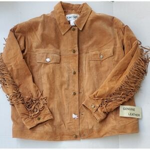 King Size Mens 3XL Genuine Leather Fringe Western Cowboy Jacket Big And Tall